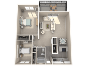 2 Bed 1 Bath 049 floor plan